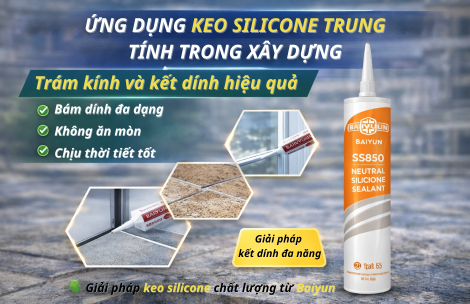 Keo Silicone Trung Tính Baiyun SS850 – Giải Pháp Trám Kín Và Kết Dính Đa Năng Trong Xây Dựng